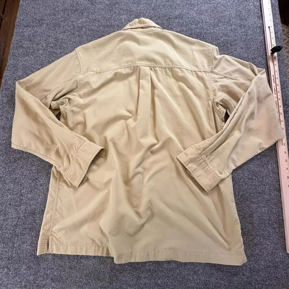 The North Face Mens Casual Button Up Shirt Light Tan Nylon Hiking Top M 39